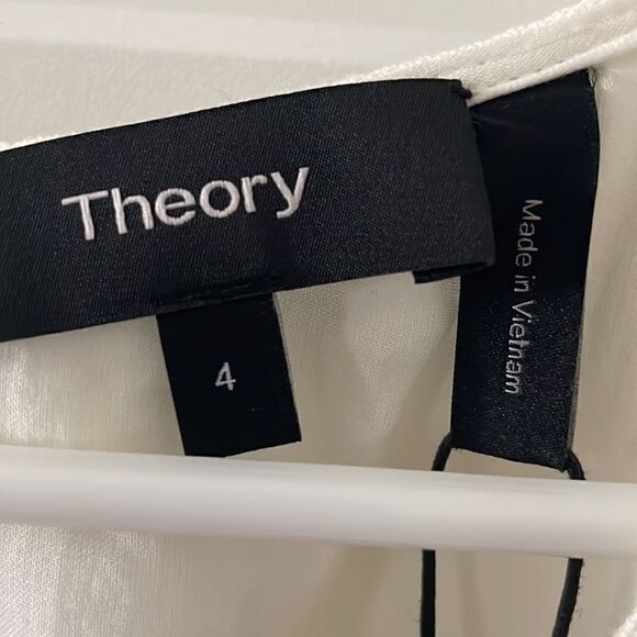 Theory Oekel Linen Drape Dress in Ivory - Picture 4 of 8